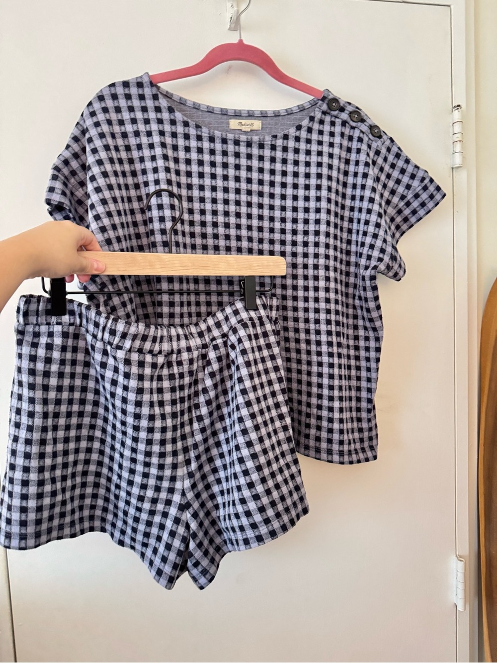 Madewell Black and White Gingham Short-Sleeve Top